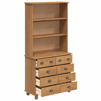 Hutch mit Regal Honigbraun 91 x 40 x 184 cm Massivholz Kiefer