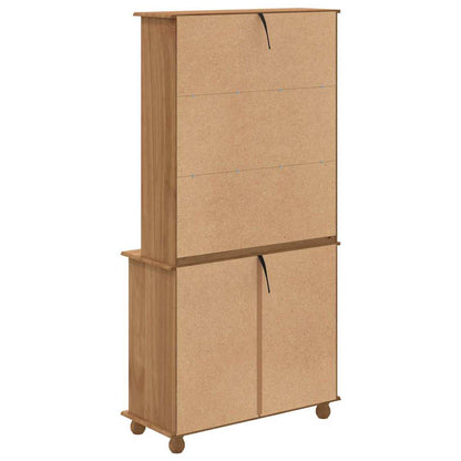 Hutch mit Regal Honigbraun 91 x 40 x 184 cm Massivholz Kiefer