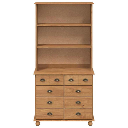 Hutch mit Regal Honigbraun 91 x 40 x 184 cm Massivholz Kiefer