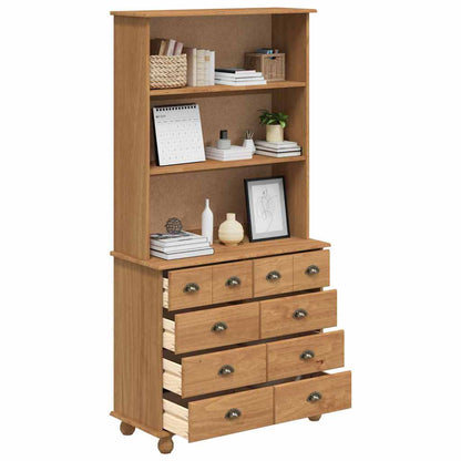 Hutch mit Regal Honigbraun 91 x 40 x 184 cm Massivholz Kiefer