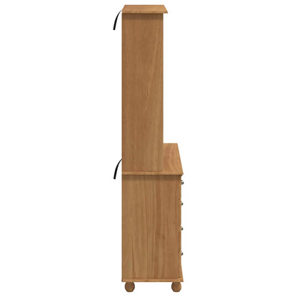 Hutch mit Regal Honigbraun 91 x 40 x 184 cm Massivholz Kiefer