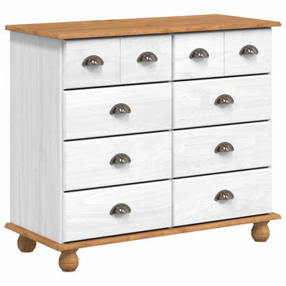 Hutch mit Schubladen Weiß 91 x 40 x 184 cm Massivholz Kiefer