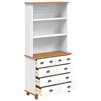 Hutch mit Schubladen Weiß 91 x 40 x 184 cm Massivholz Kiefer