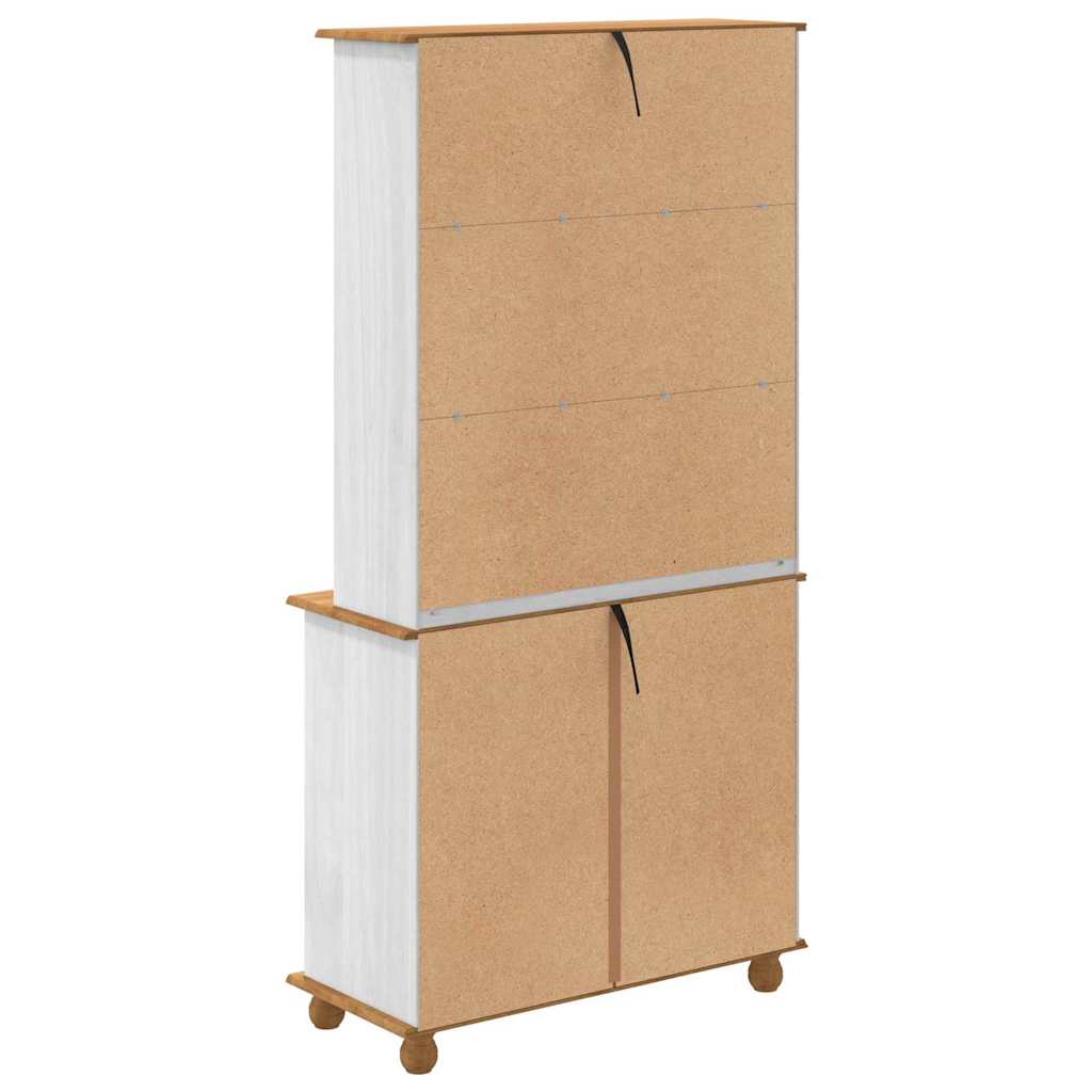 Hutch mit Schubladen Weiß 91 x 40 x 184 cm Massivholz Kiefer