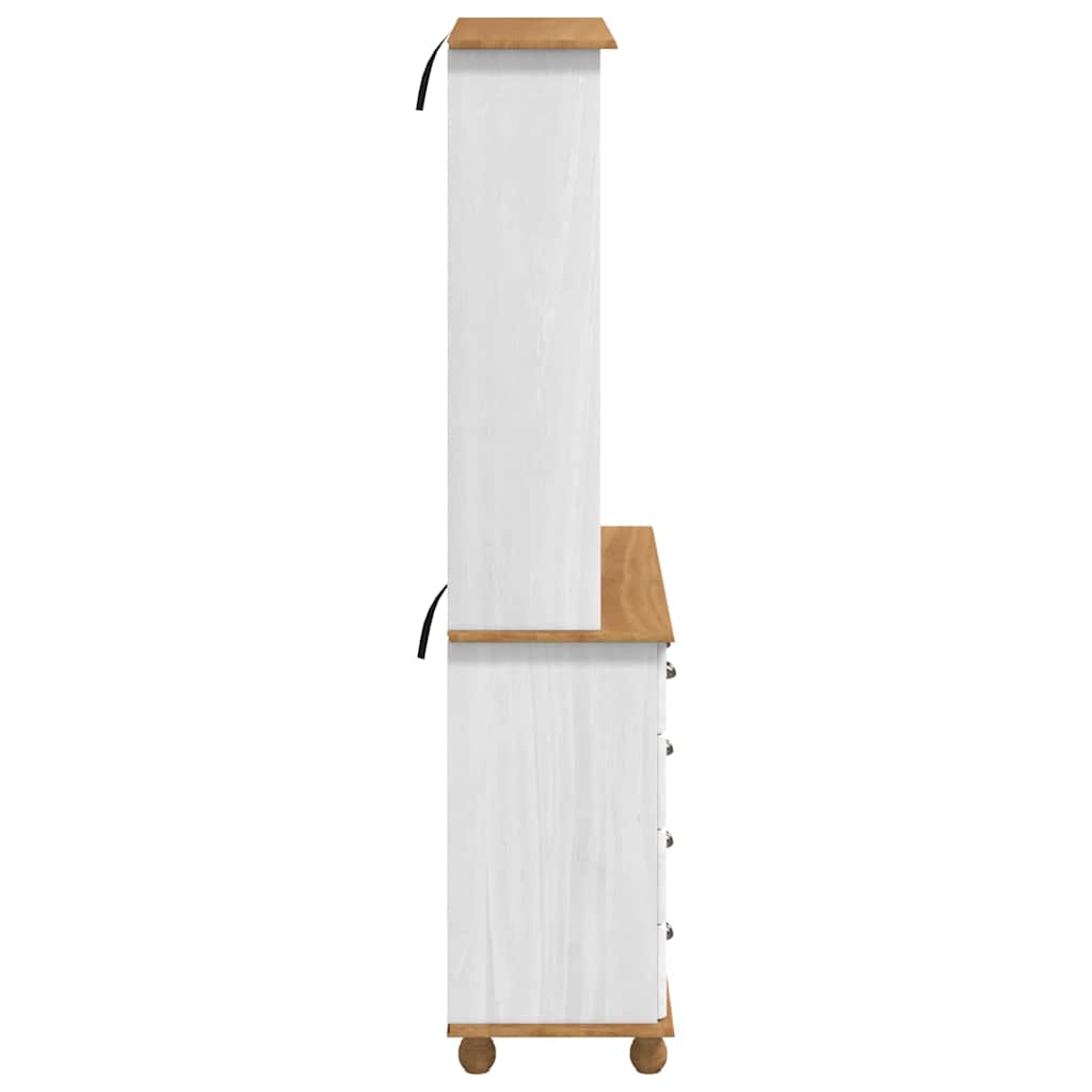 Hutch mit Schubladen Weiß 91 x 40 x 184 cm Massivholz Kiefer