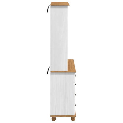 Hutch mit Schubladen Weiß 91 x 40 x 184 cm Massivholz Kiefer