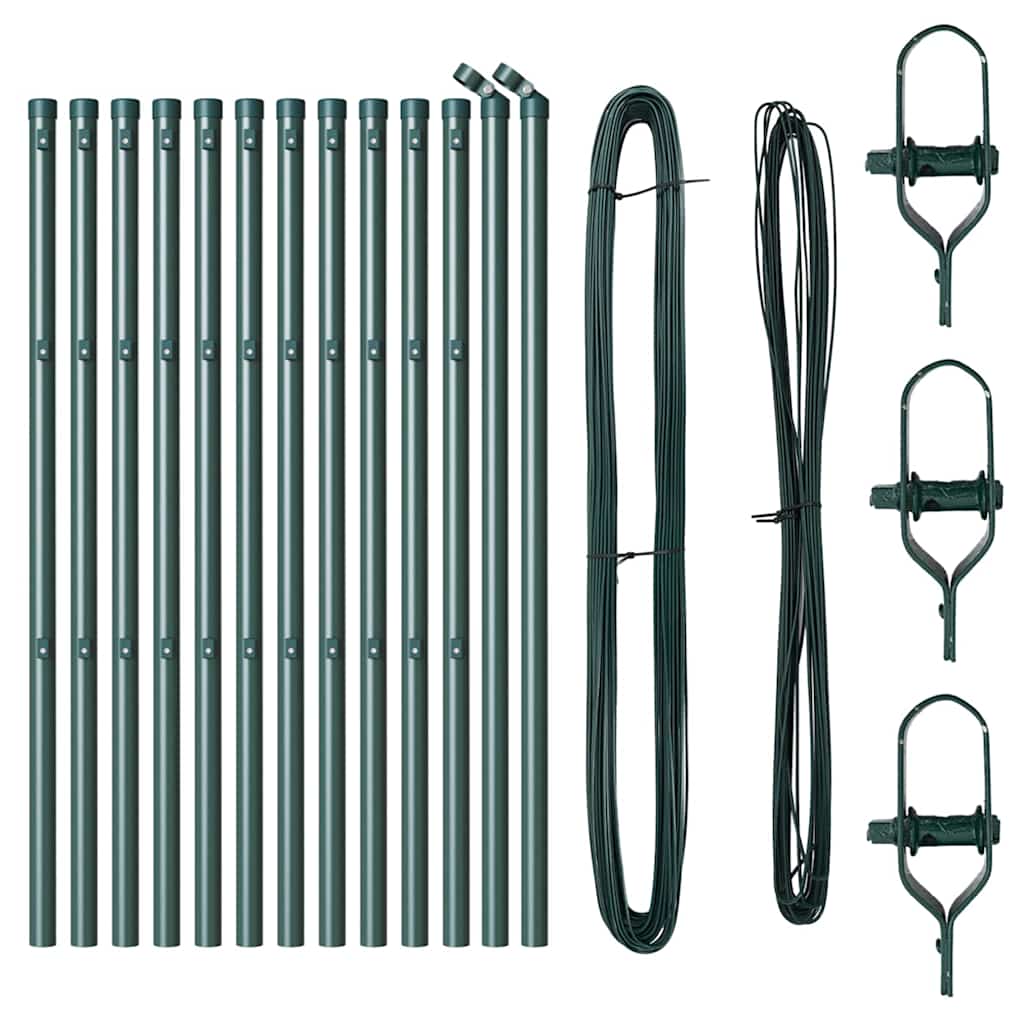 Zaunpfosten Manuell 13 pcs Grün Ø32mm 80 cm Verzinkter Stahl