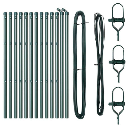Zaunpfosten Manuell 13 pcs Grün Ø32mm 80 cm Verzinkter Stahl