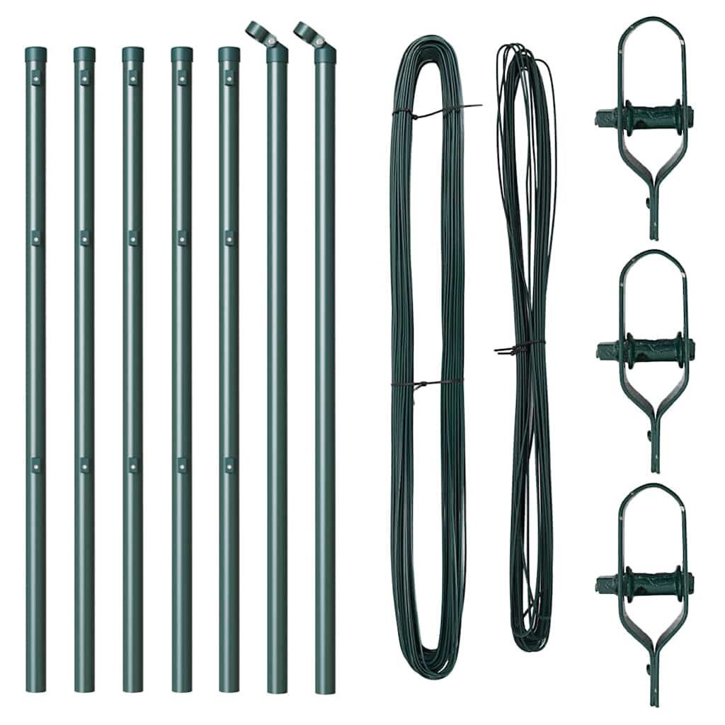 Zaunpfosten 7 pcs Grün Ø32mm 100 cm Verzinkter Stahl