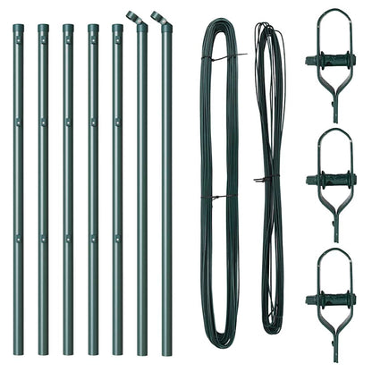 Zaunpfosten 7 pcs Grün Ø32mm 100 cm Verzinkter Stahl