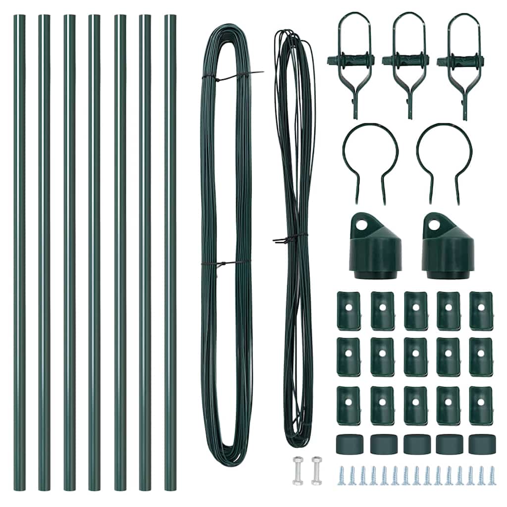 Zaunpfosten 7 pcs Grün Ø32mm 100 cm Verzinkter Stahl