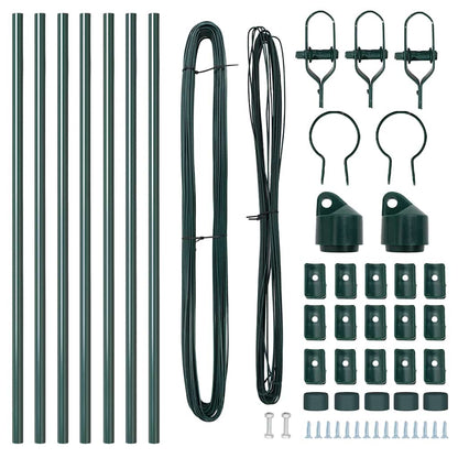 Zaunpfosten 7 pcs Grün Ø32mm 100 cm Verzinkter Stahl