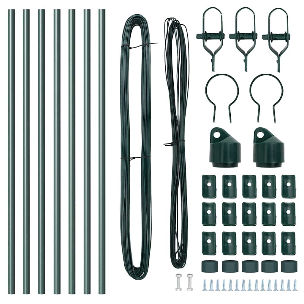 Zaunpfosten Manuell 7 pcs Grün Ø32mm 120 cm Verzinkter Stahl