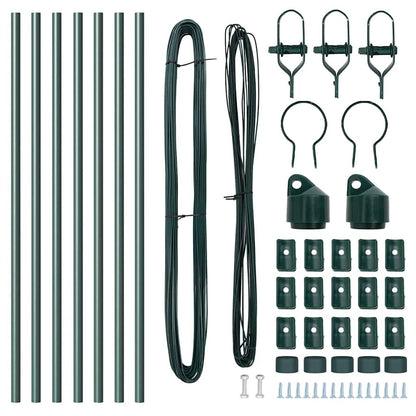 Zaunpfosten Manuell 7 pcs Grün Ø32mm 120 cm Verzinkter Stahl