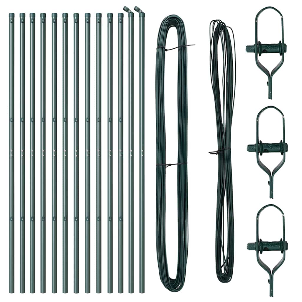 Zaunpfosten 13 pcs Grün Ø32mm 150 cm Verzinkter Stahl