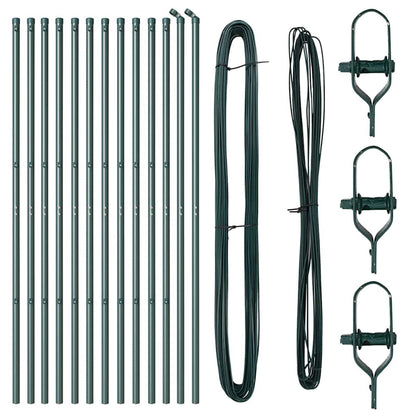 Zaunpfosten 13 pcs Grün Ø32mm 150 cm Verzinkter Stahl