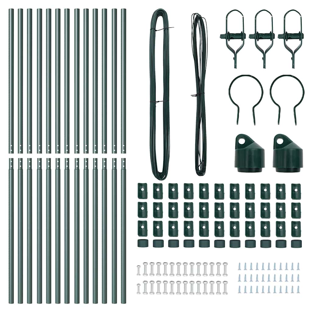 Zaunpfosten 13 pcs Grün Ø32mm 150 cm Verzinkter Stahl