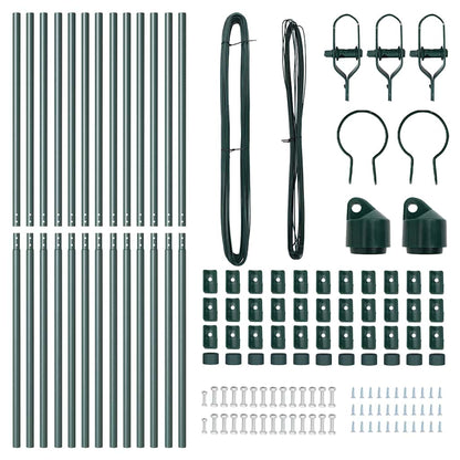 Zaunpfosten 13 pcs Grün Ø32mm 150 cm Verzinkter Stahl