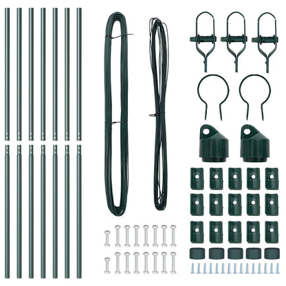 Zaunpfosten Manuell 7 pcs Grün Ø32mm 190 cm Verzinkter Stahl