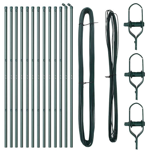 Zaunpfosten 13 pcs Grün Ø32mm 200 cm Verzinkter Stahl