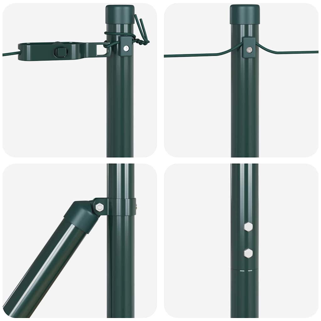 Zaunpfosten Manuell 7 pcs Grün Ø32mm 210 cm Verzinkter Stahl