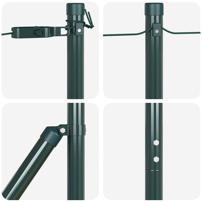Zaunpfosten Manuell 7 pcs Grün Ø32mm 210 cm Verzinkter Stahl
