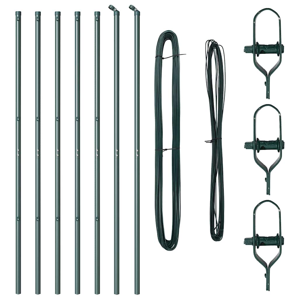 Zaunpfosten Manuell 7 pcs Grün Ø32mm 210 cm Verzinkter Stahl