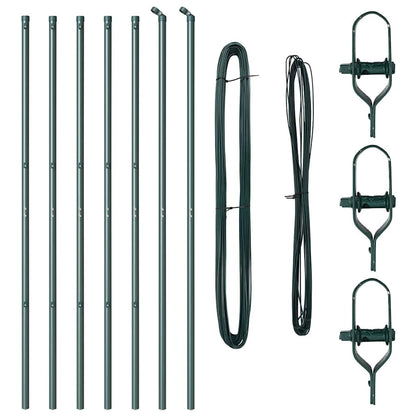 Zaunpfosten Manuell 7 pcs Grün Ø32mm 210 cm Verzinkter Stahl