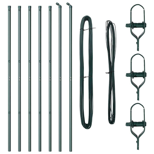 Zaunpfosten 7 pcs Grün Ø32mm 210 cm Verzinkter Stahl