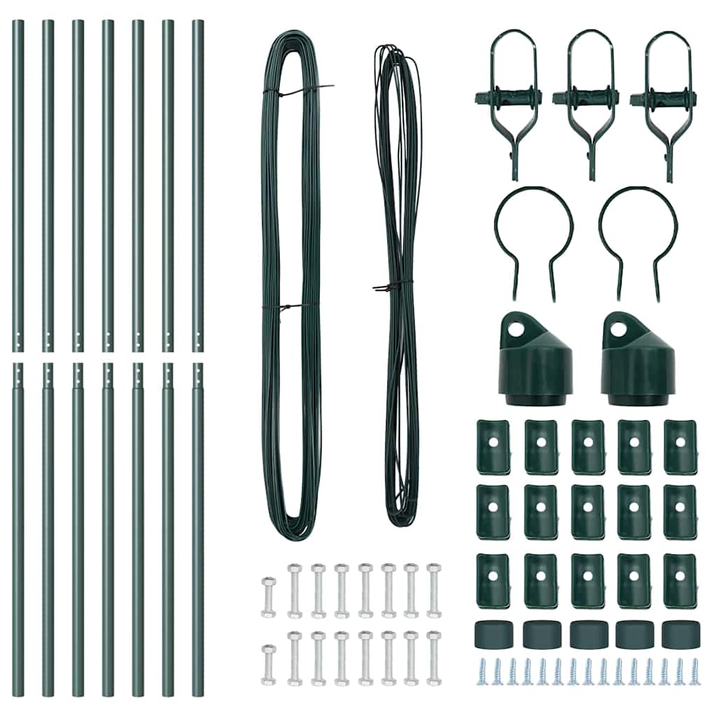 Zaunpfosten Manuell 7 pcs Grün Ø32mm 210 cm Verzinkter Stahl