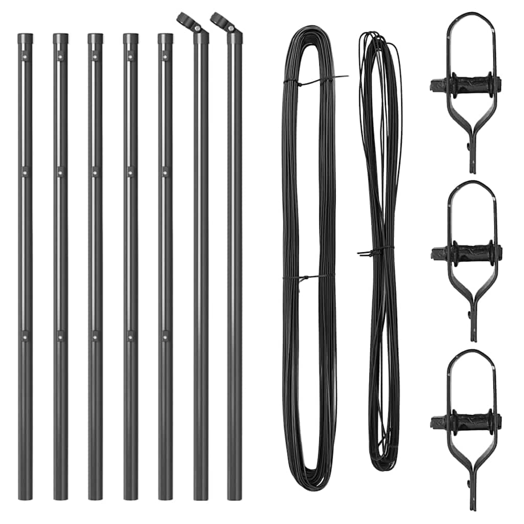 Zaunpfosten Manuell 7 pcs Grau Ø32mm 80 cm Verzinkter Stahl