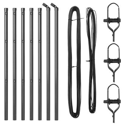 Zaunpfosten Manuell 7 pcs Grau Ø32mm 80 cm Verzinkter Stahl