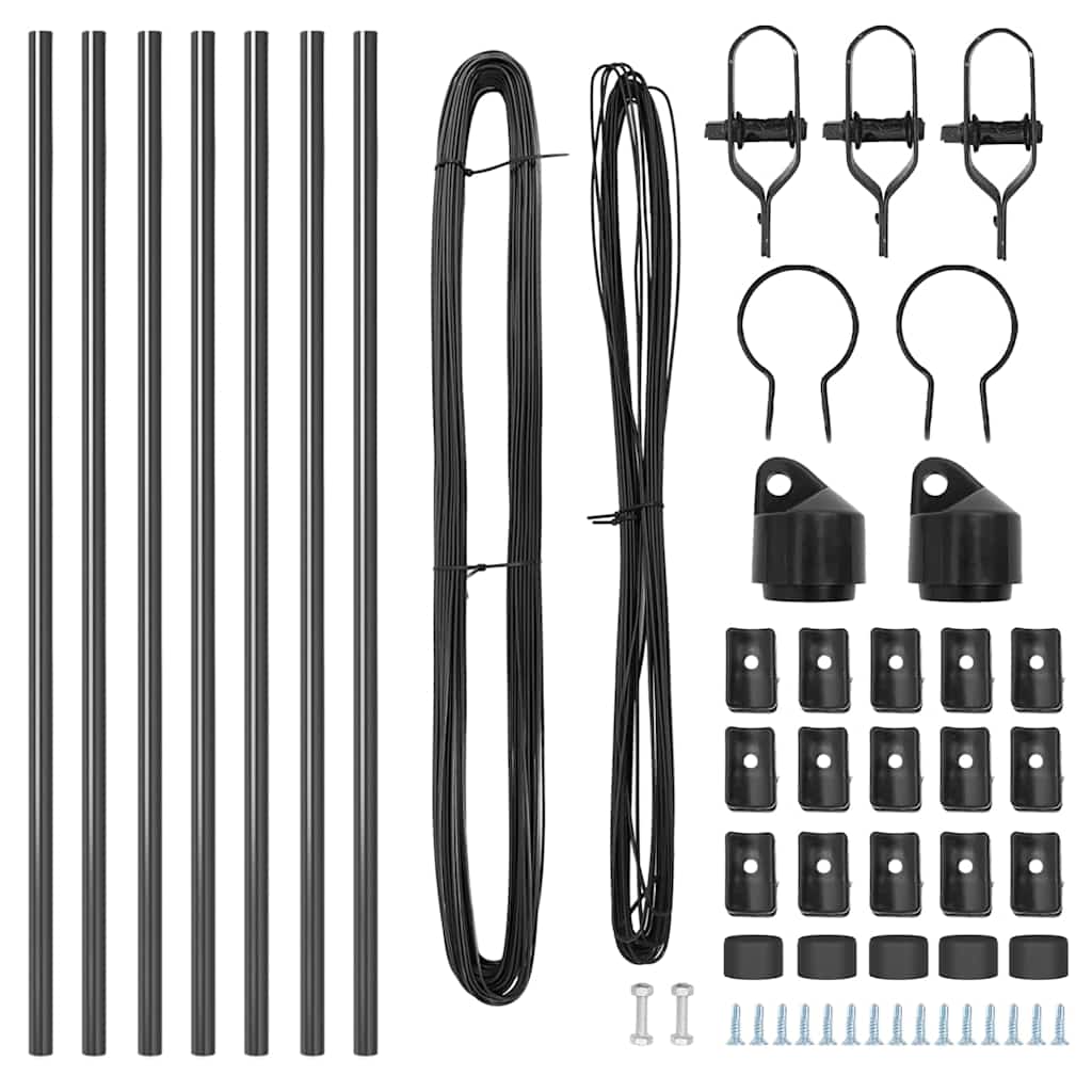 Zaunpfosten Manuell 7 pcs Grau Ø32mm 80 cm Verzinkter Stahl