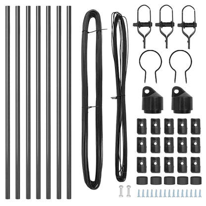 Zaunpfosten Manuell 7 pcs Grau Ø32mm 80 cm Verzinkter Stahl