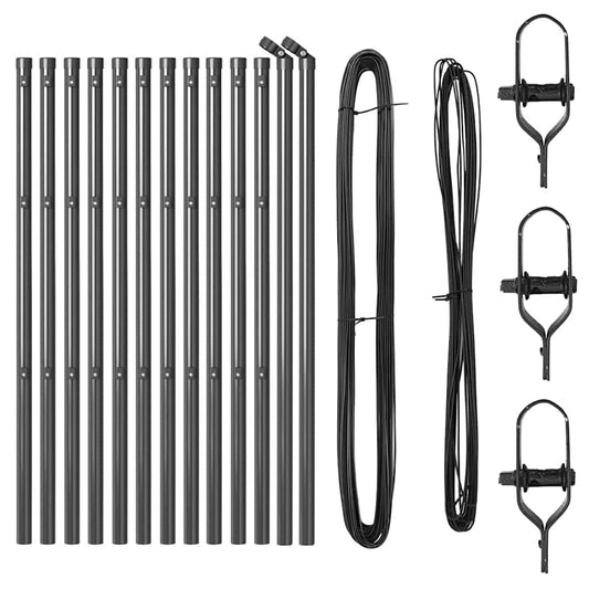 Zaunpfosten Manuell 13 pcs Grau Ø32mm 100 cm Verzinkter Stahl