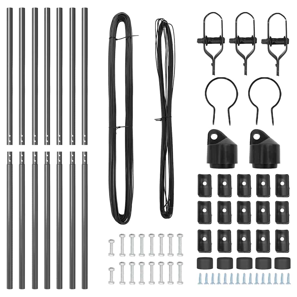 Zaunpfosten 7 pcs Grau Ø32mm 150 cm Verzinkter Stahl