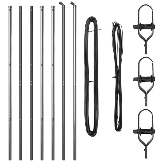 Zaunpfosten Manuell 7 pcs Grau Ø32mm 170 cm Verzinkter Stahl