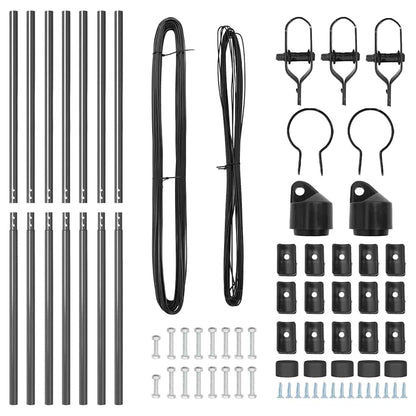 Zaunpfosten Manuell 7 pcs Grau Ø32mm 210 cm Verzinkter Stahl