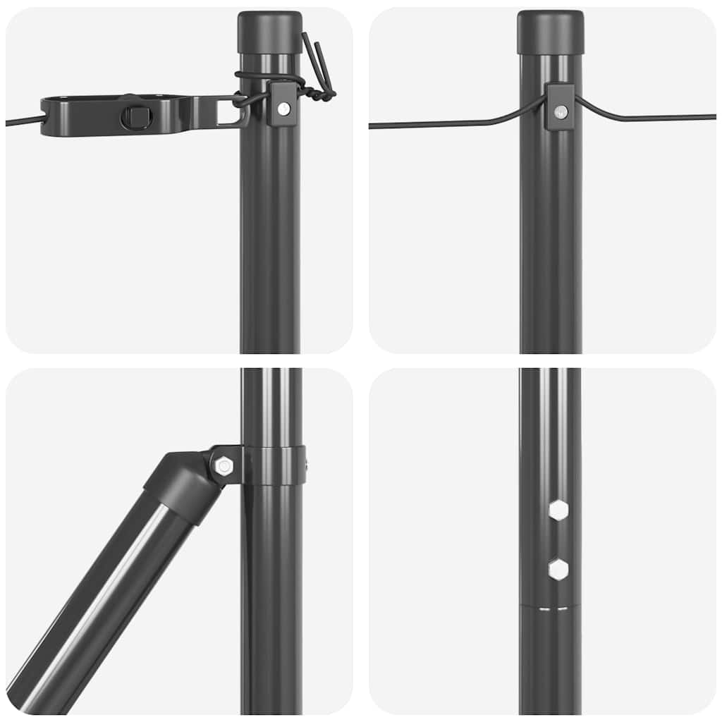 Zaunpfosten Manuell 13 pcs Grau Ø32mm 210 cm Verzinkter Stahl