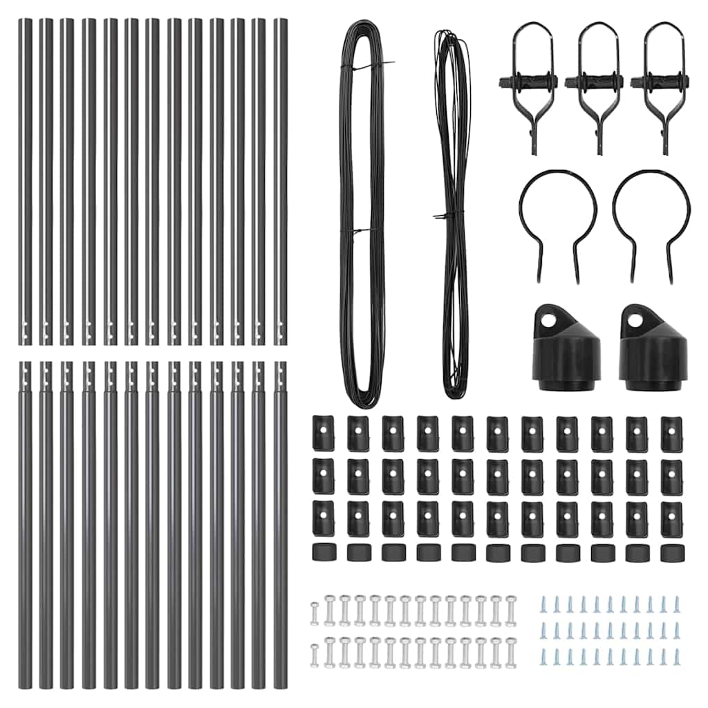 Zaunpfosten Manuell 13 pcs Grau Ø32mm 210 cm Verzinkter Stahl