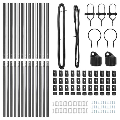 Zaunpfosten Manuell 13 pcs Grau Ø32mm 210 cm Verzinkter Stahl