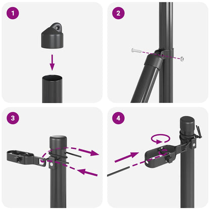 Zaunpfosten Manuell 13 pcs Grau Ø32mm 210 cm Verzinkter Stahl