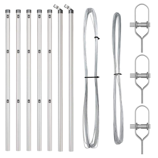 Zaunpfosten Manuell 7 pcs Silber Ø32mm 80 cm Verzinkter Stahl