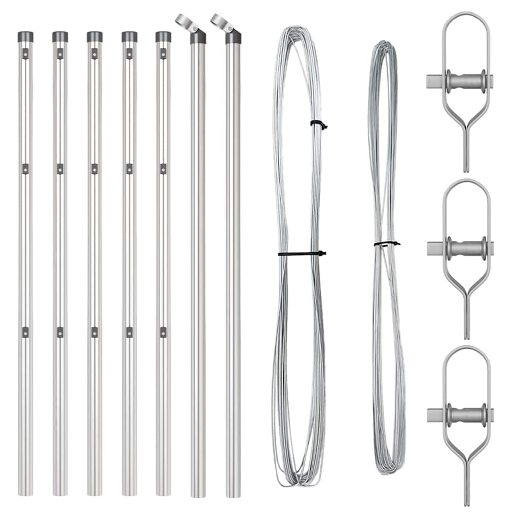 Zaunpfosten Manuell 7 pcs Silber Ø32mm 120 cm Verzinkter Stahl