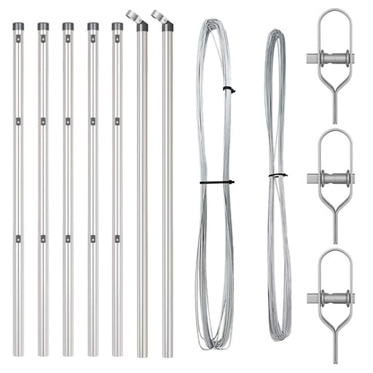 Zaunpfosten Manuell 7 pcs Silber Ø32mm 120 cm Verzinkter Stahl