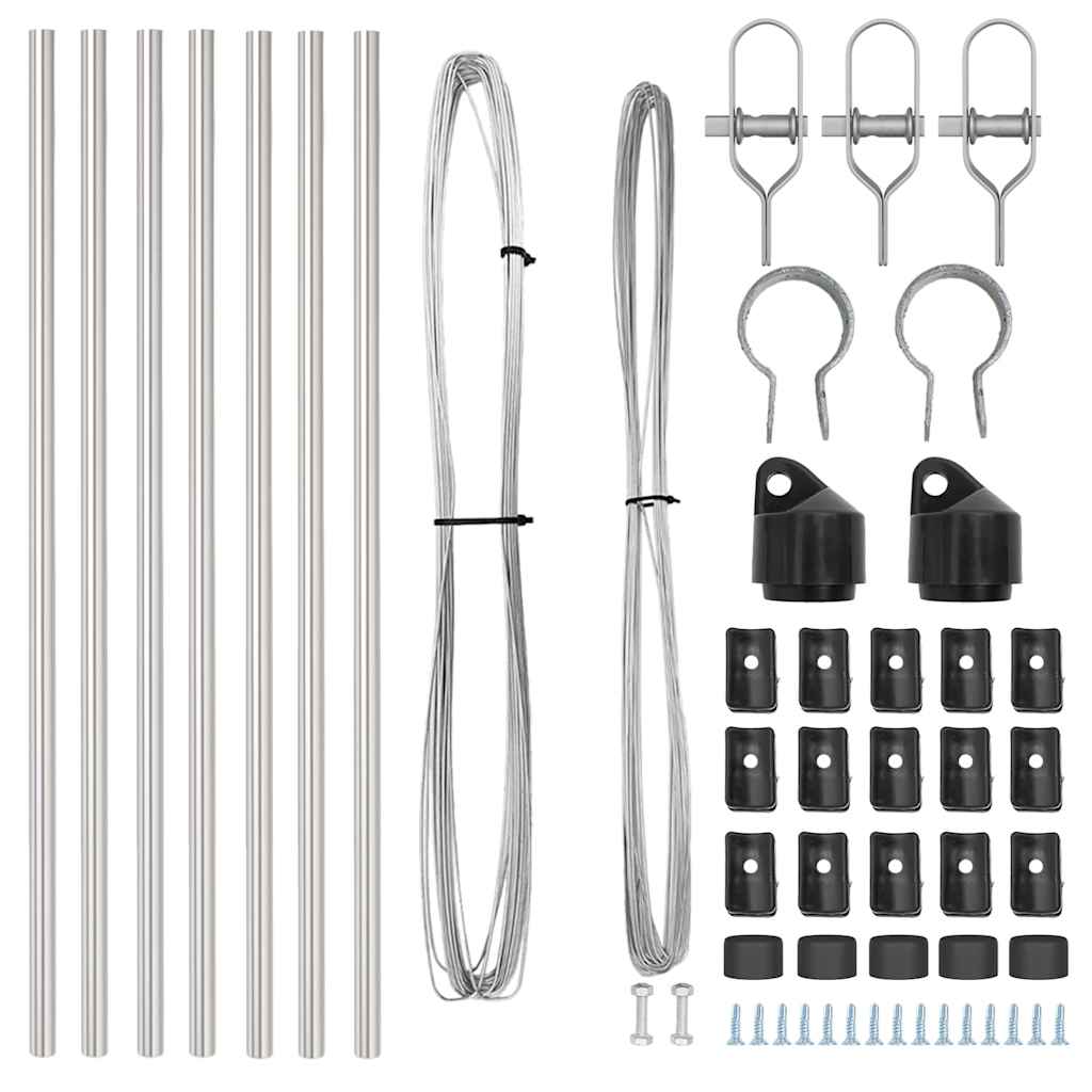 Zaunpfosten Manuell 7 pcs Silber Ø32mm 120 cm Verzinkter Stahl
