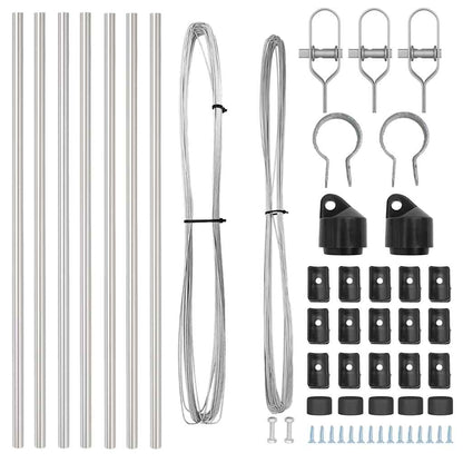 Zaunpfosten Manuell 7 pcs Silber Ø32mm 120 cm Verzinkter Stahl