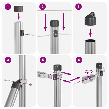 Zaunpfosten Manuell 7 pcs Silber Ø32mm 120 cm Verzinkter Stahl