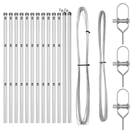 Zaunpfosten 13 pcs Silber Ø32mm 120 cm Verzinkter Stahl