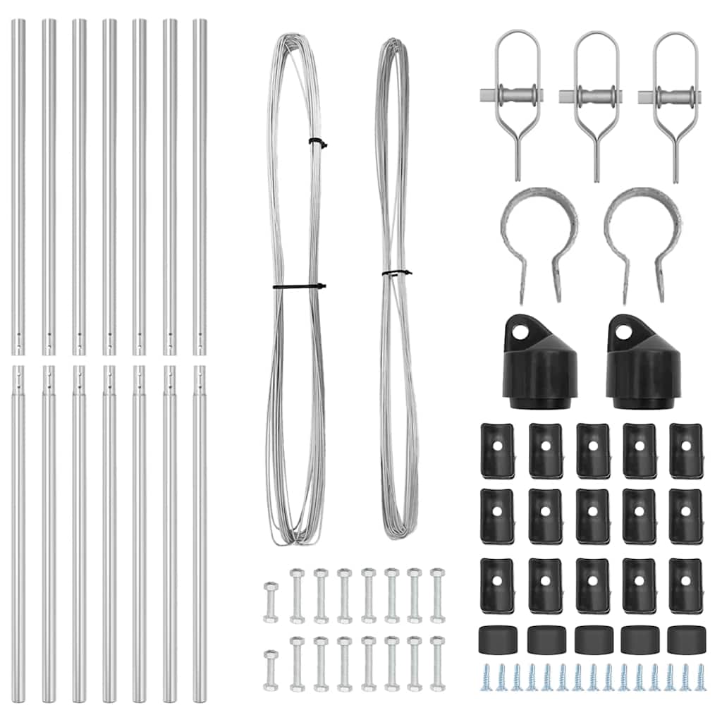 Zaunpfosten 7 pcs Silber Ø32mm 150 cm Verzinkter Stahl